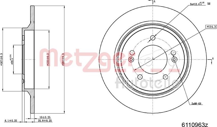 Metzger 6110963 - Тормозной диск autosila-amz.com