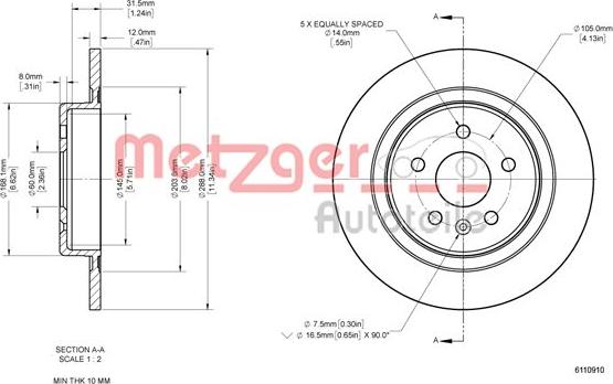 Metzger 6110910 - Тормозной диск autosila-amz.com