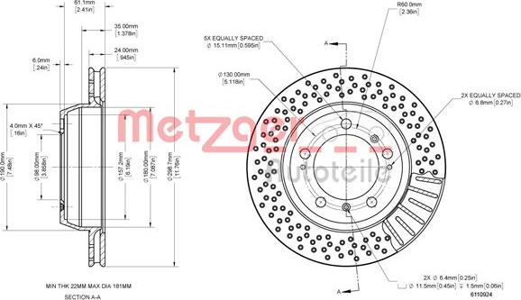 Metzger 6110924 - Тормозной диск autosila-amz.com