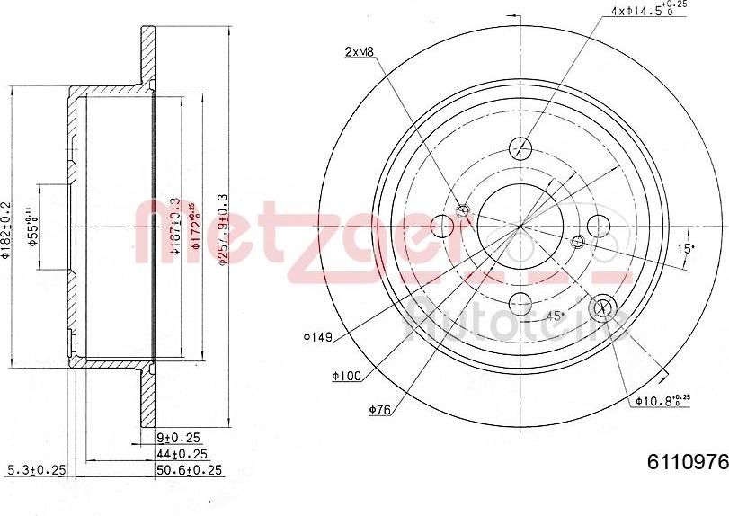 Metzger 6110976 - Тормозной диск autosila-amz.com