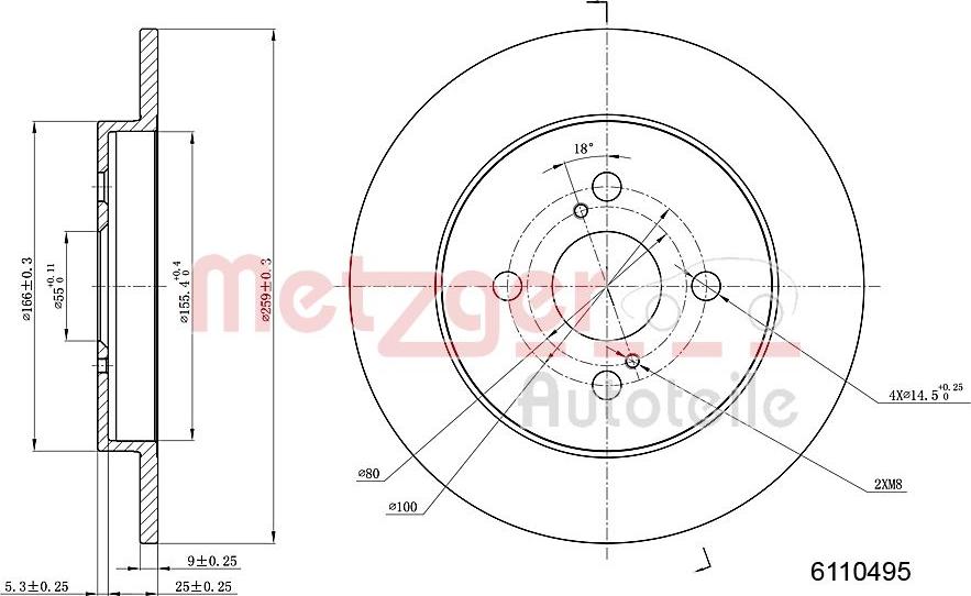 Metzger 6110495 - Тормозной диск autosila-amz.com