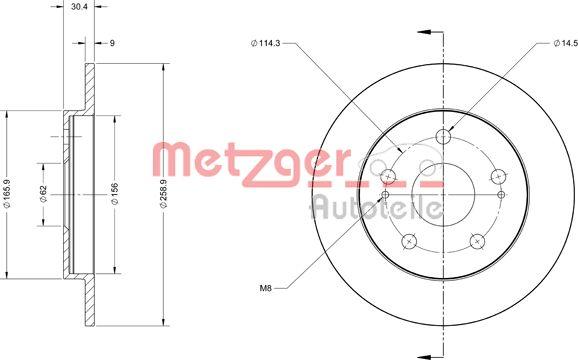 Metzger 6110498 - Тормозной диск autosila-amz.com