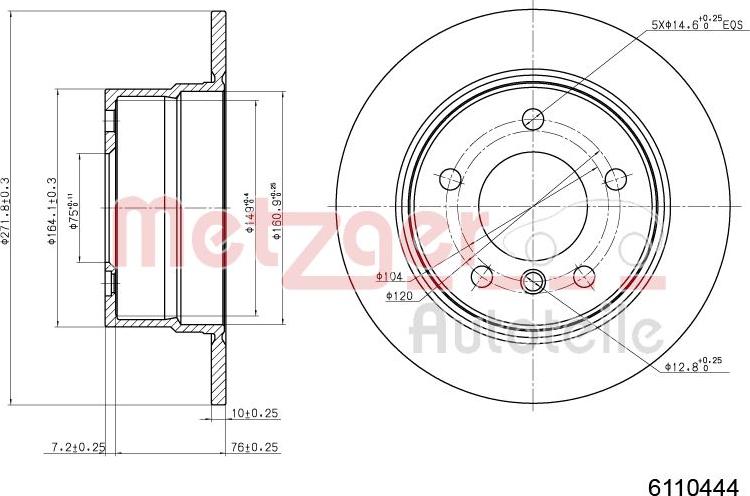 Metzger 6110444 - Тормозной диск autosila-amz.com