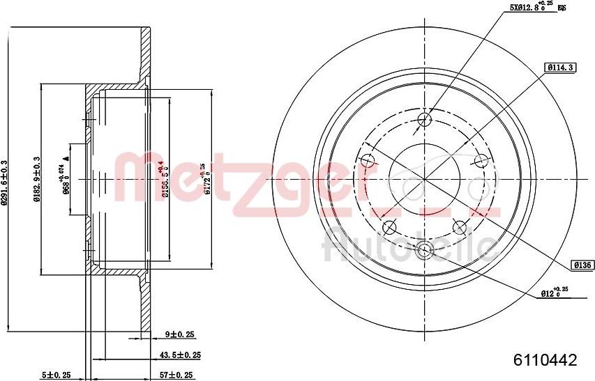 Metzger 6110442 - Тормозной диск autosila-amz.com