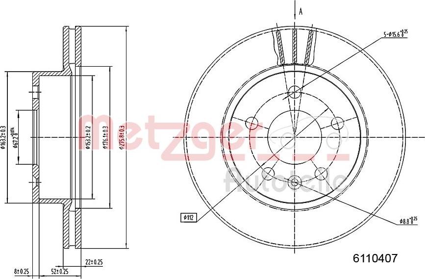 Metzger 6110407 - Тормозной диск autosila-amz.com