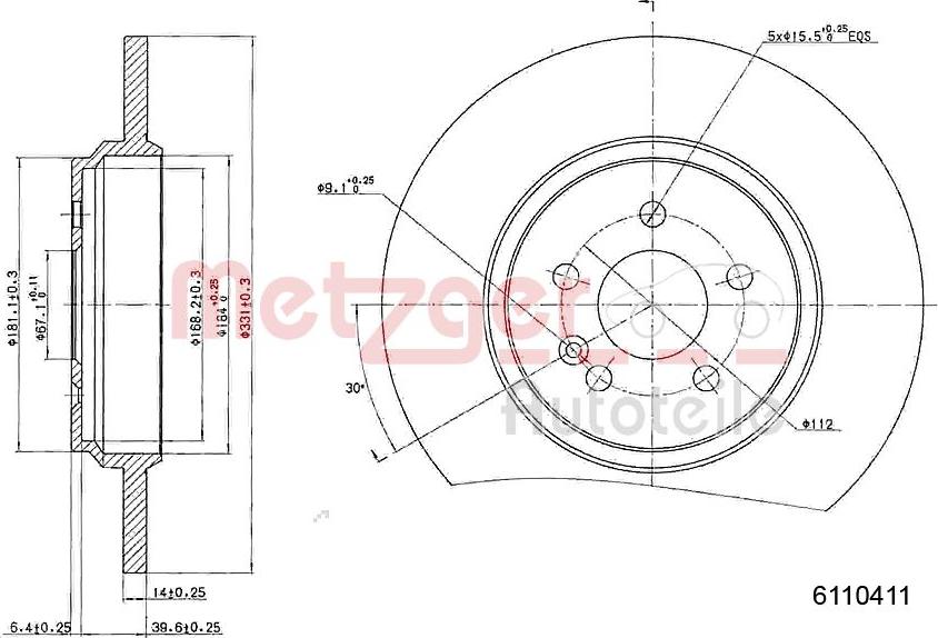 Metzger 6110411 - Тормозной диск autosila-amz.com