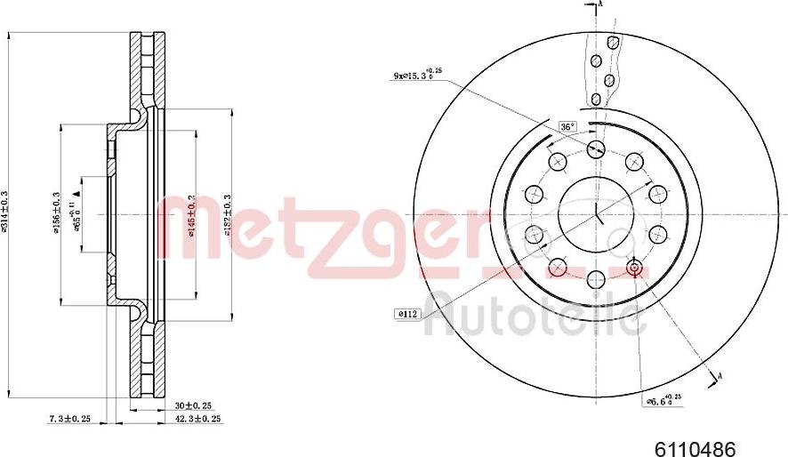 Metzger 6110486 - Тормозной диск autosila-amz.com