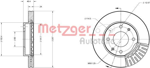 Metzger 6110433 - Тормозной диск autosila-amz.com