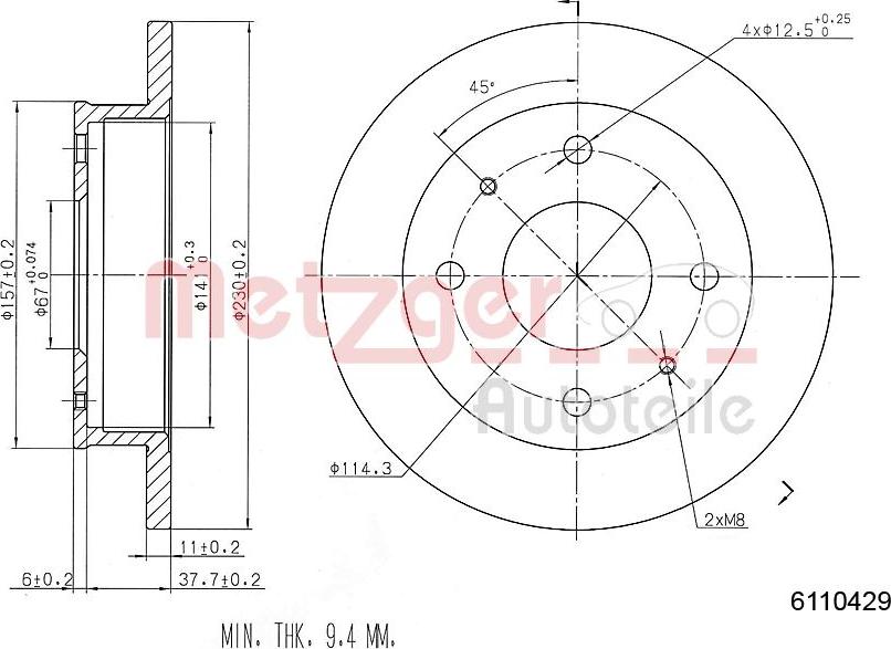 Metzger 6110429 - Тормозной диск autosila-amz.com