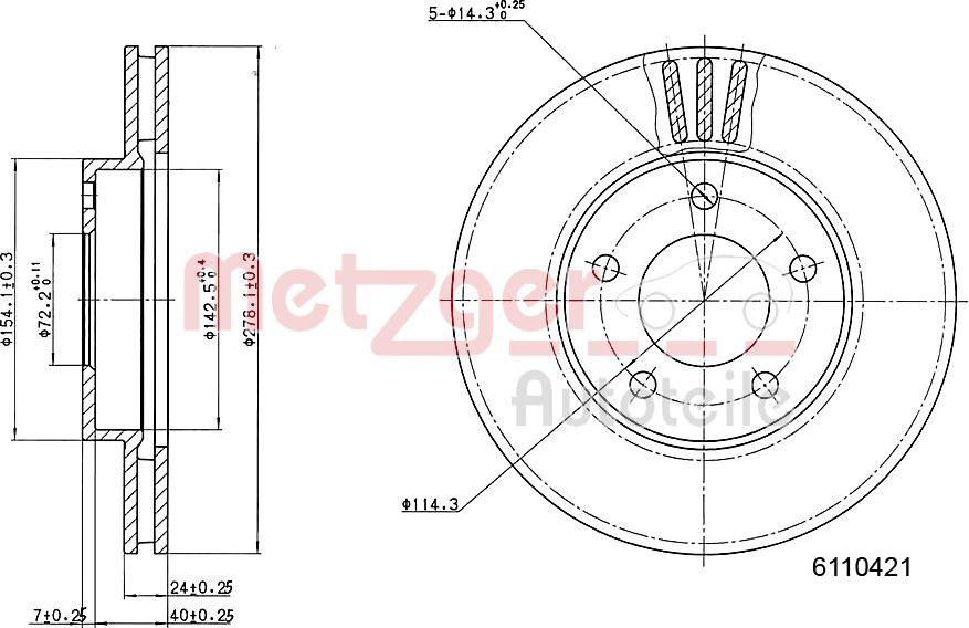 Metzger 6110421 - Тормозной диск autosila-amz.com