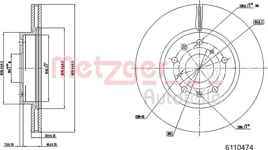 Metzger 6110474 - Тормозной диск autosila-amz.com