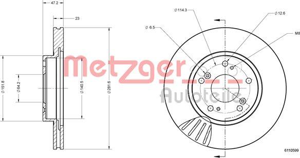 Metzger 6110599 - Тормозной диск autosila-amz.com