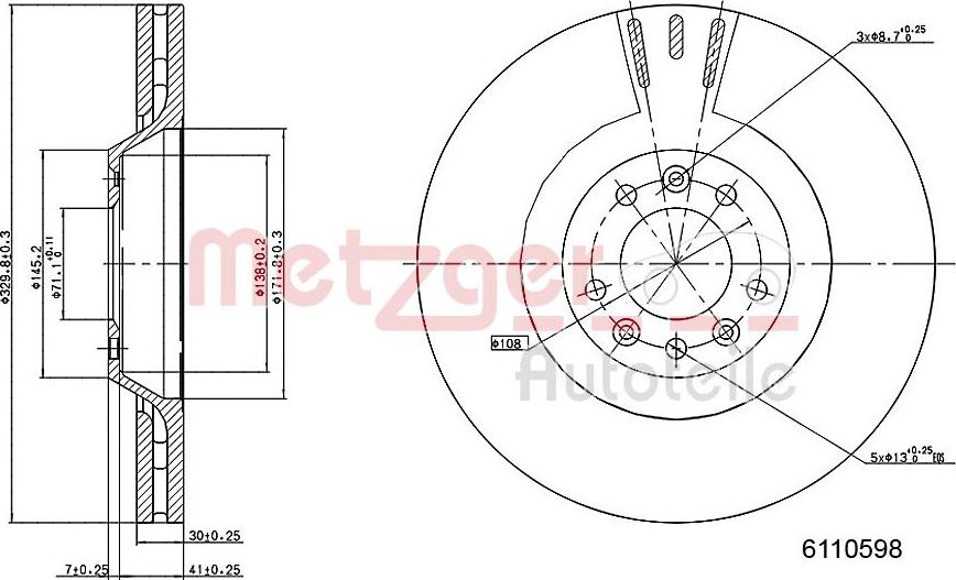 Metzger 6110598 - Тормозной диск autosila-amz.com