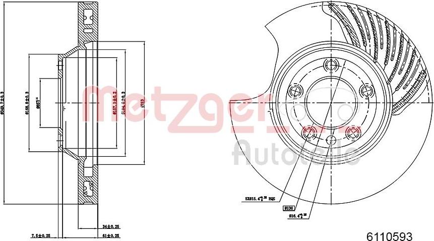 Metzger 6110593 - Тормозной диск autosila-amz.com