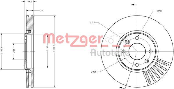 Metzger 6110562 - Тормозной диск autosila-amz.com