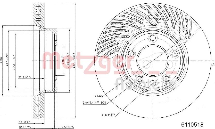 Metzger 6110518 - Тормозной диск autosila-amz.com