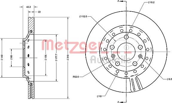 Metzger 6110588 - Тормозной диск autosila-amz.com