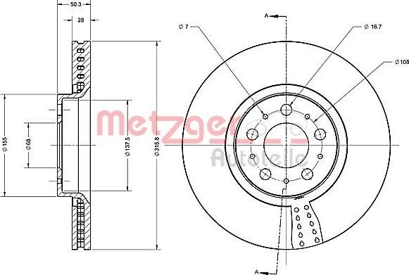 Metzger 6110521 - Тормозной диск autosila-amz.com