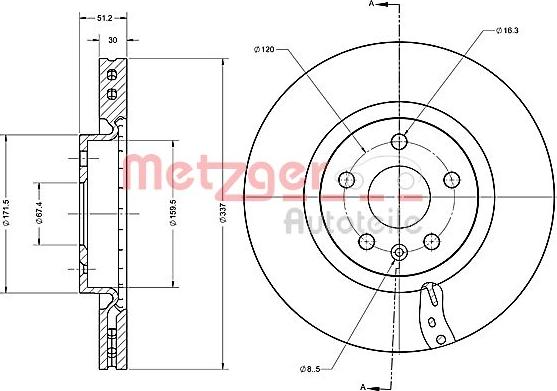 Metzger 6110698 - Тормозной диск autosila-amz.com