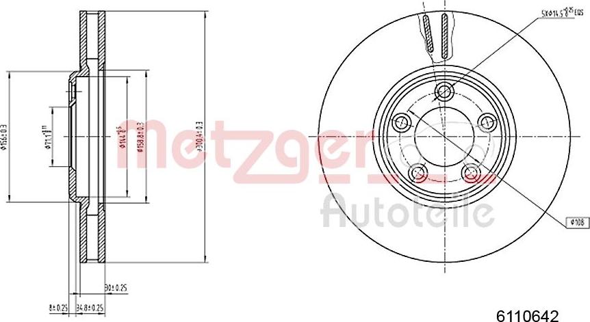 Metzger 6110642 - Тормозной диск autosila-amz.com