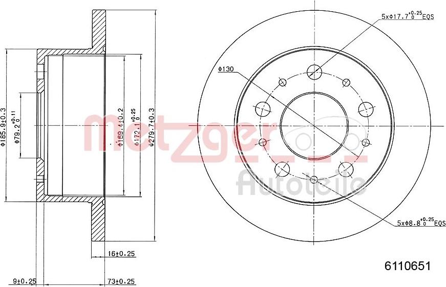 Metzger 6110651 - Тормозной диск autosila-amz.com