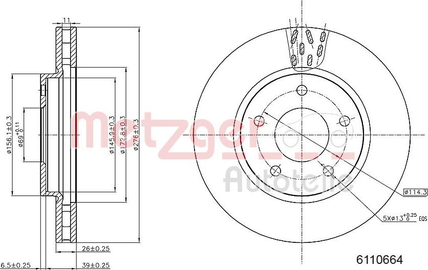 Metzger 6110664 - Тормозной диск autosila-amz.com