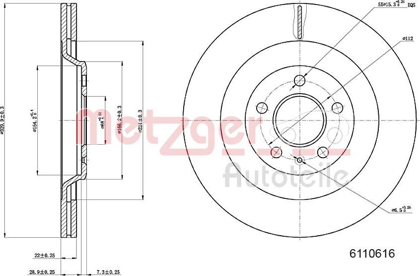 Metzger 6110616 - Тормозной диск autosila-amz.com