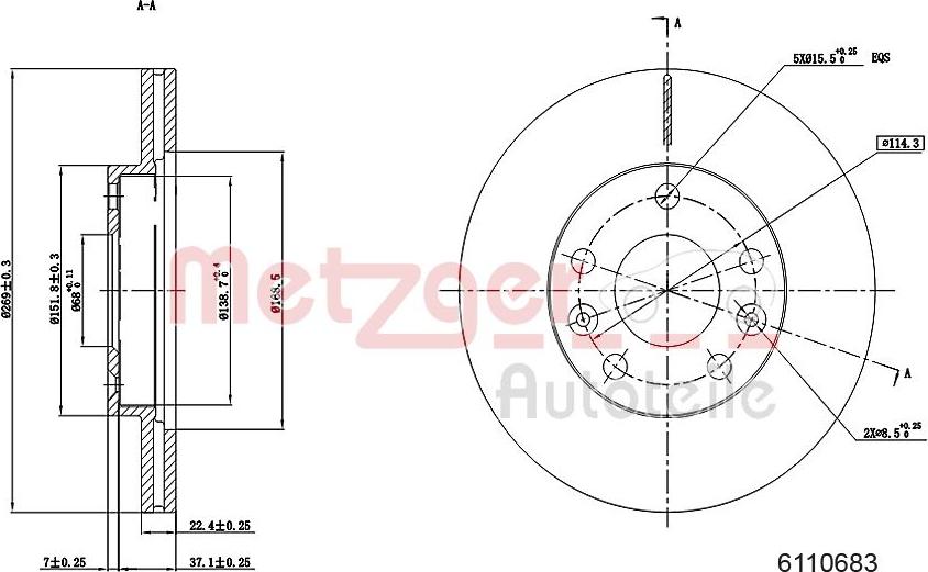 Metzger 6110683 - Тормозной диск autosila-amz.com