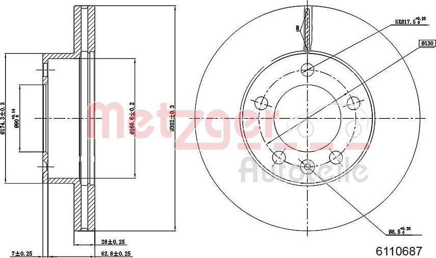 Metzger 6110687 - Тормозной диск autosila-amz.com