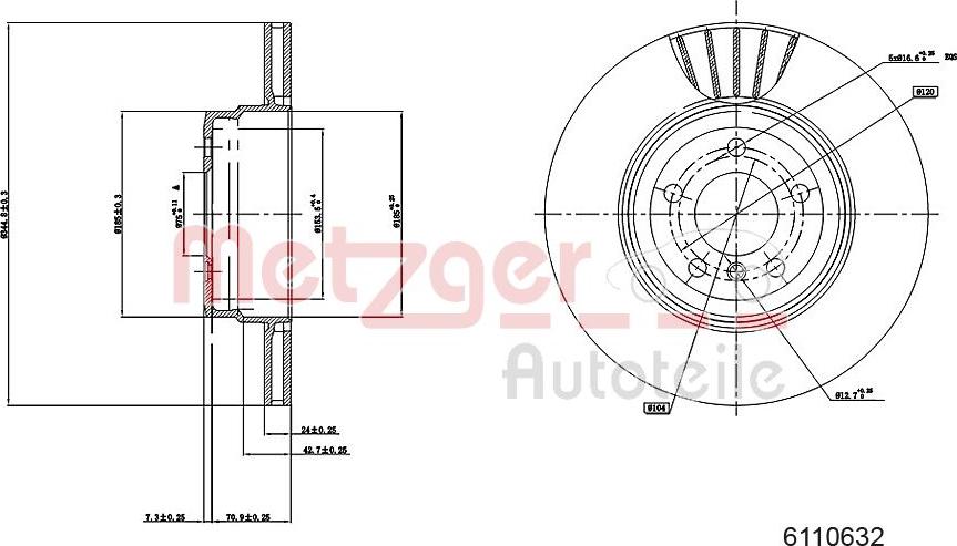 Metzger 6110632 - Тормозной диск autosila-amz.com