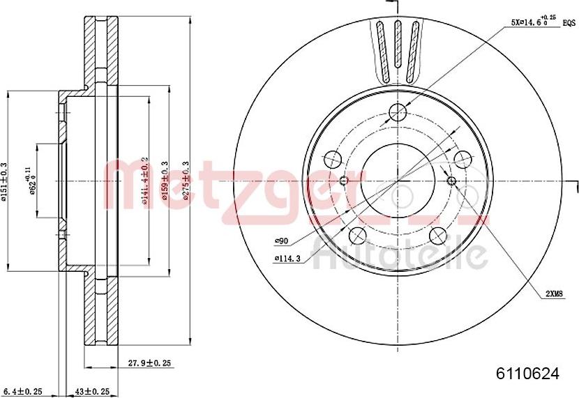 Metzger 6110624 - Тормозной диск autosila-amz.com