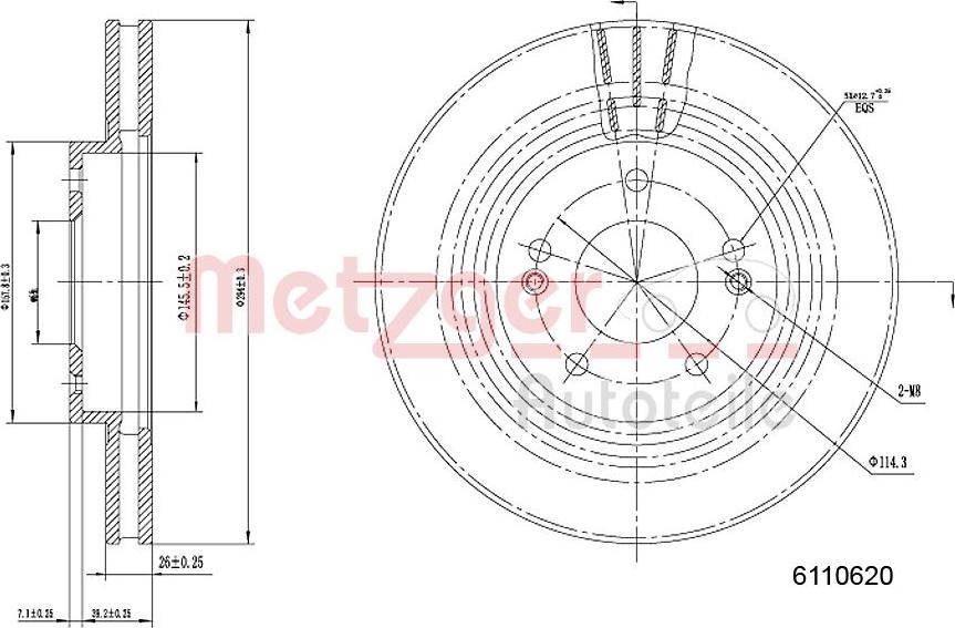 Metzger 6110620 - Тормозной диск autosila-amz.com