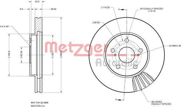 Metzger 6110623 - Тормозной диск autosila-amz.com