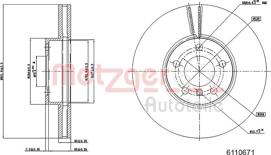 Metzger 6110671 - Тормозной диск autosila-amz.com