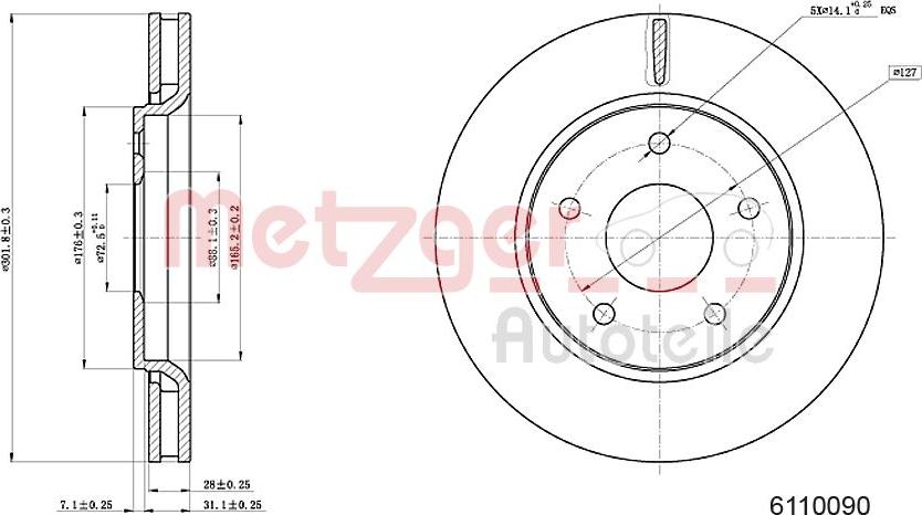 Metzger 6110090 - Тормозной диск autosila-amz.com