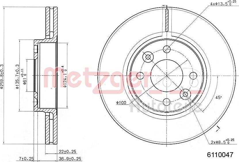 Metzger 6110047 - Тормозной диск autosila-amz.com