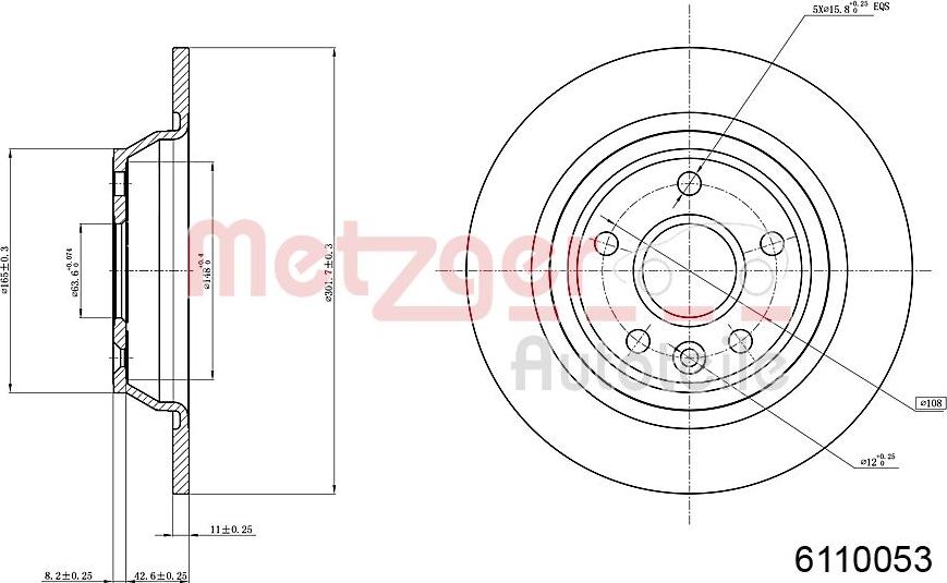 Metzger 6110053 - Тормозной диск autosila-amz.com