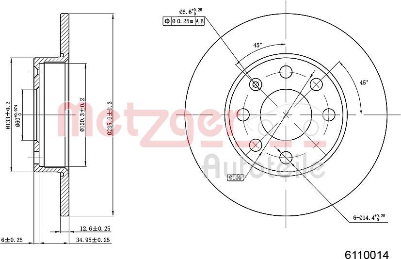Metzger 6110014 - Тормозной диск autosila-amz.com