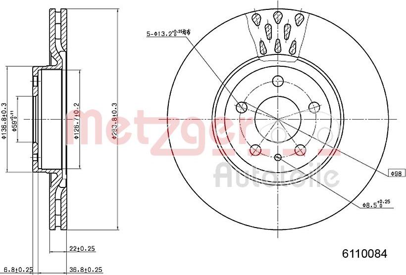 Metzger 6110084 - Тормозной диск autosila-amz.com