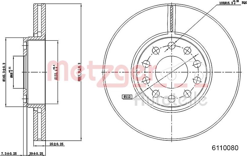 Metzger 6110080 - Тормозной диск autosila-amz.com