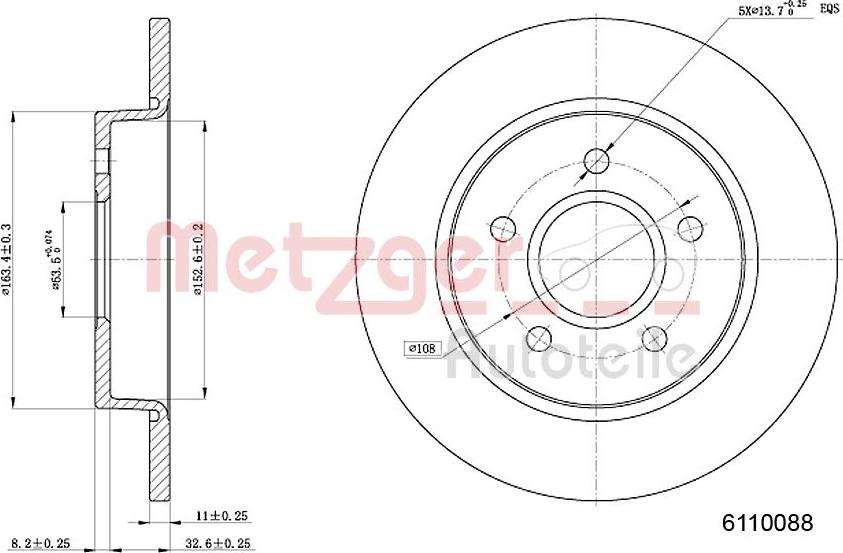 Metzger 6110088 - Тормозной диск autosila-amz.com