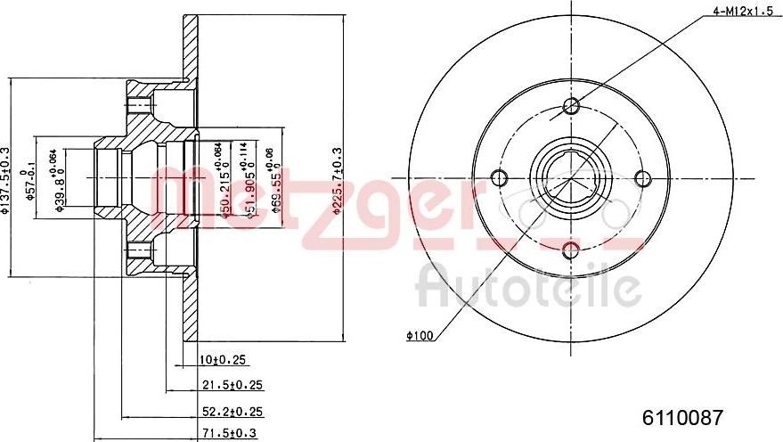 Metzger 6110087 - Тормозной диск autosila-amz.com