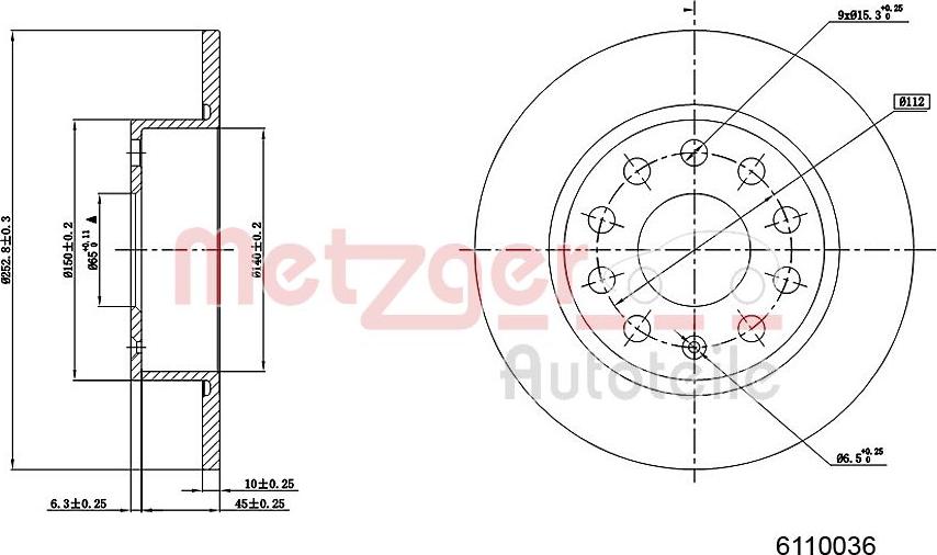 Metzger 6110036 - Тормозной диск autosila-amz.com