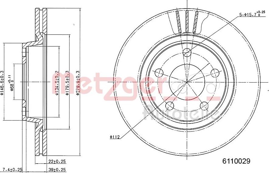 Metzger 6110029 - Тормозной диск autosila-amz.com