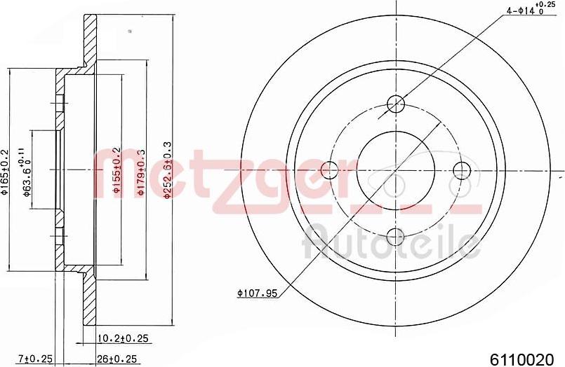 Metzger 6110020 - Тормозной диск autosila-amz.com