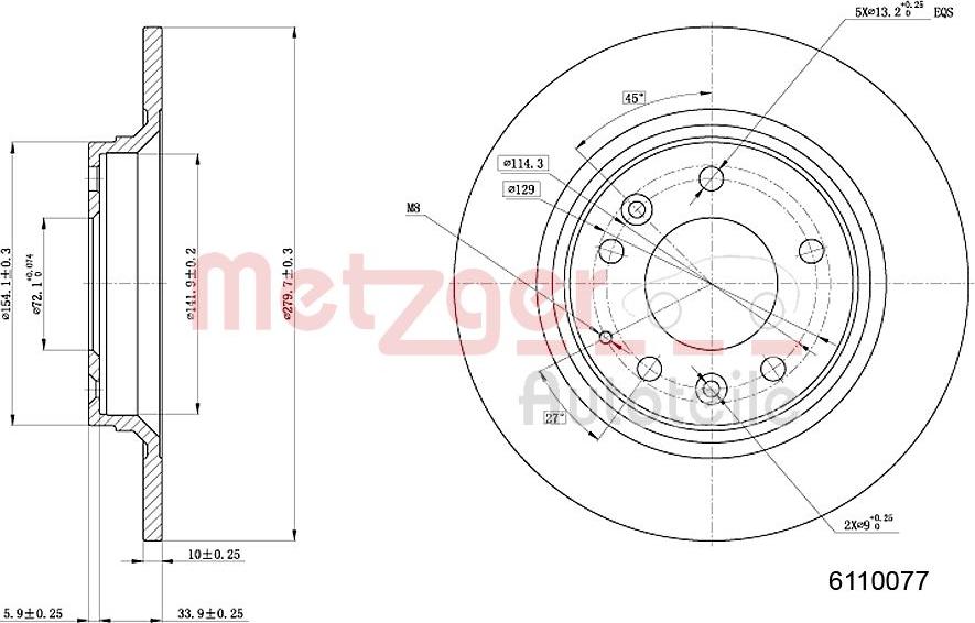 Metzger 6110077 - Тормозной диск autosila-amz.com