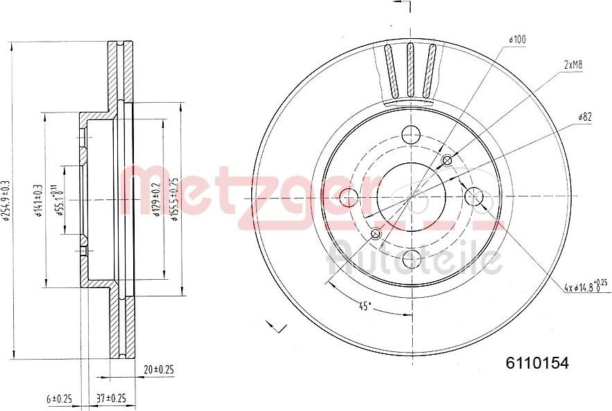 Metzger 6110154 - Тормозной диск autosila-amz.com