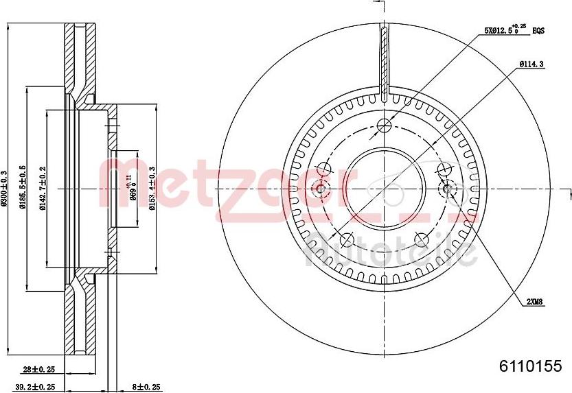 Metzger 6110155 - Тормозной диск autosila-amz.com