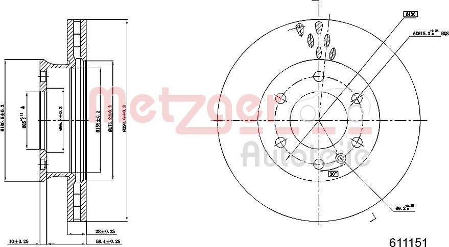 Metzger 6110151 - Тормозной диск autosila-amz.com