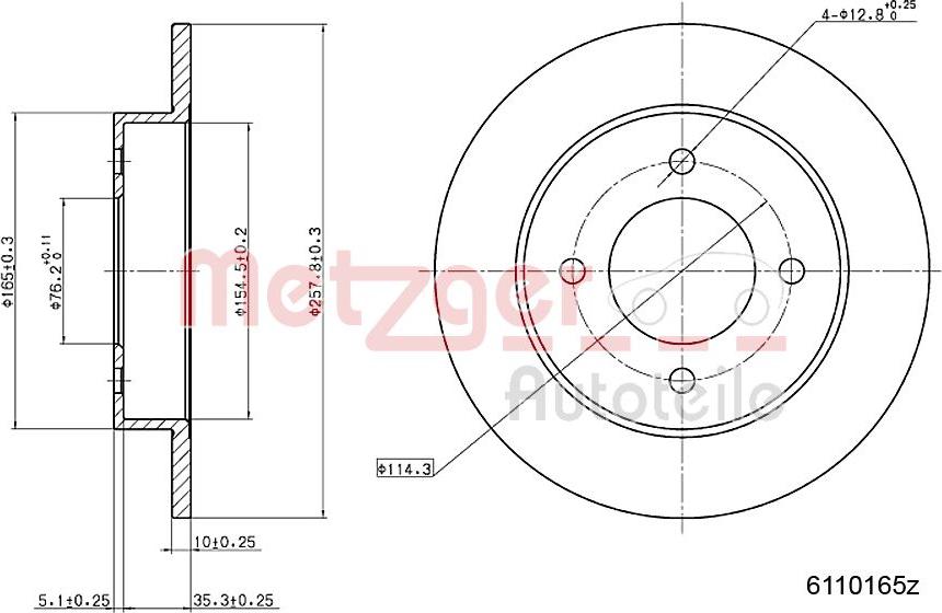 Metzger 6110165 - Тормозной диск autosila-amz.com